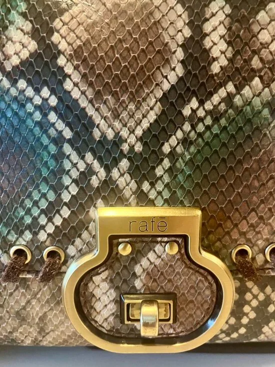 RAFE New York Snakeskin Embossed Leather Whipstitch Crossbody Bag - Picture 2 of 16